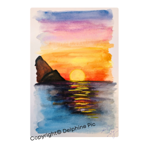 Lithographie - Carte Coucher de Soleil