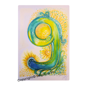 Lithographie - Carte Chiffre 9